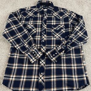 Wrangler Shirt Men XLT Plaid Western Pearl Snap Flannel Long Sleeve Work F49
